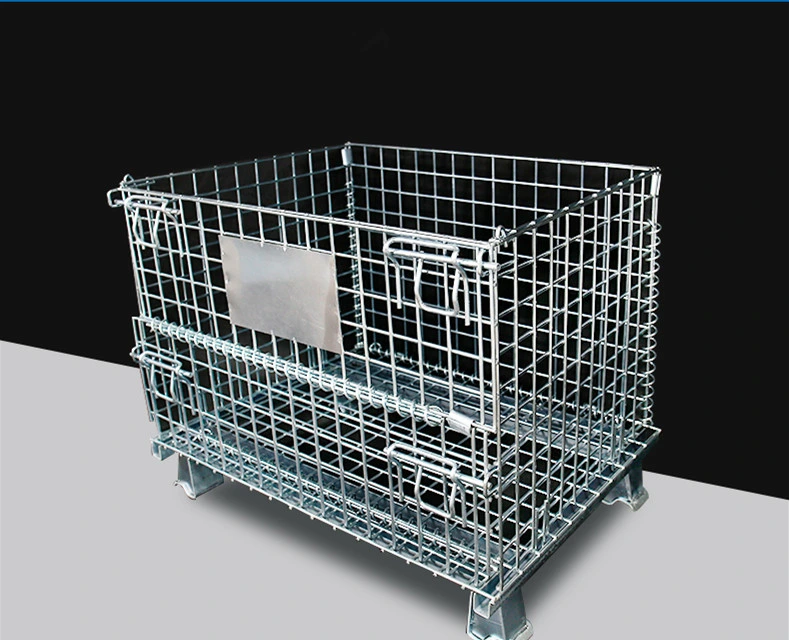 Warehouse Folding Storage Steel Box Steel Mesh Tray Rolling Cage Galvanized Folding Combination Logistics Equipment