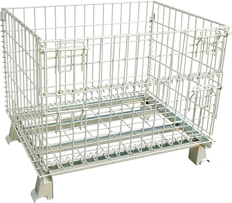 Warehouse Folding Storage Steel Box Steel Mesh Tray Rolling Cage Galvanized Folding Combination Logistics Equipment