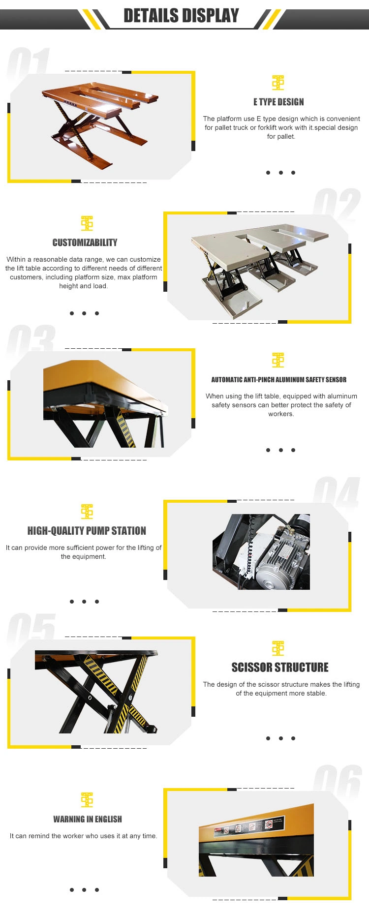 Warehouse Efficient Hydraulic Customization Lifting Equipment