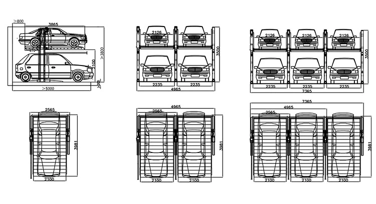 2700kg Capacity 2 Post Hydraulic Parking Lift Equipment for Garage